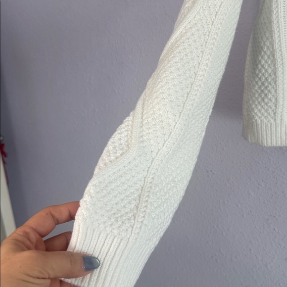 Quince Women White Cable 100% Organic Cotton Cropped Sweater Size S - Picture 5 of 10